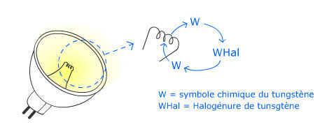Fonctionnement d'une ampoule halogène